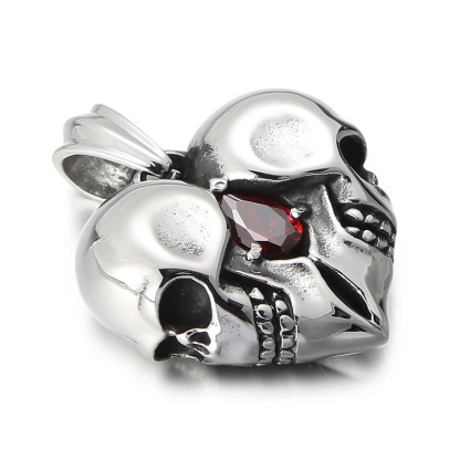 Vintage Heart Gemstone Skull Necklace
