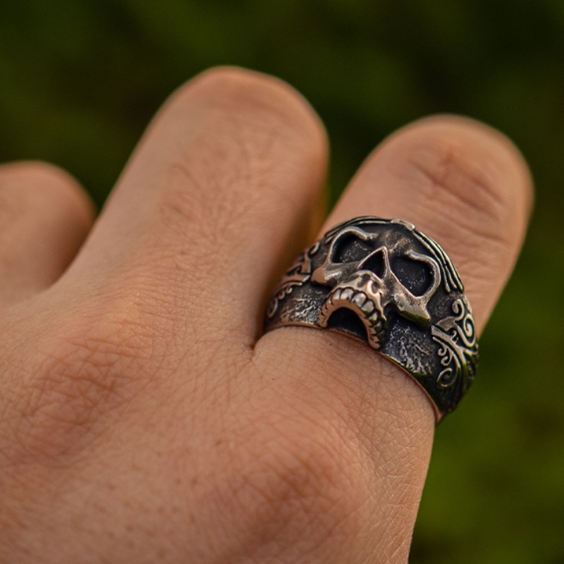 Santa Muerte skull ring