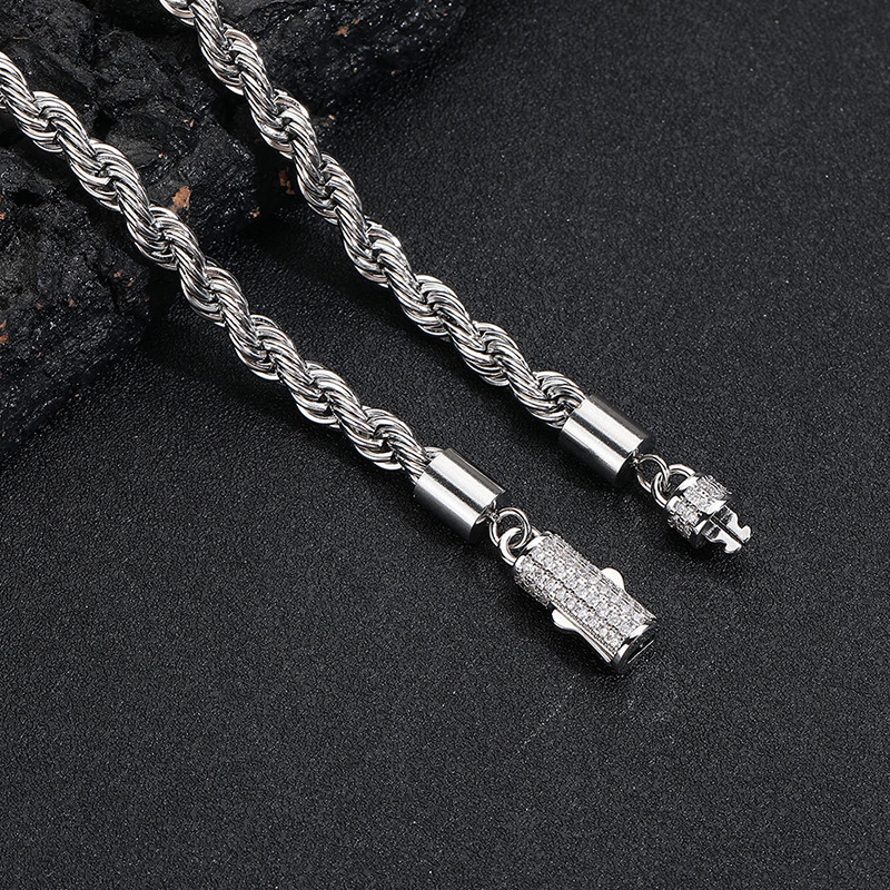 Diamond buckle twist chain hip hop jewelry