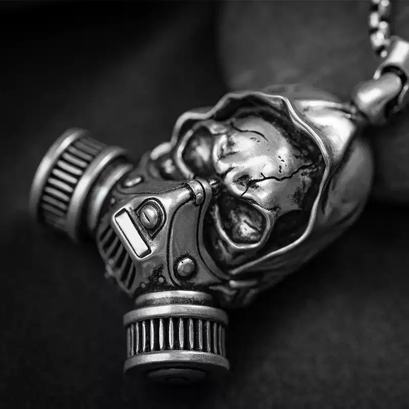Retro biochemical skull pendant necklace