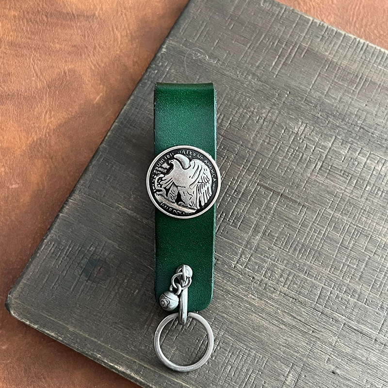 Portable leather bucket seat leather keychain car