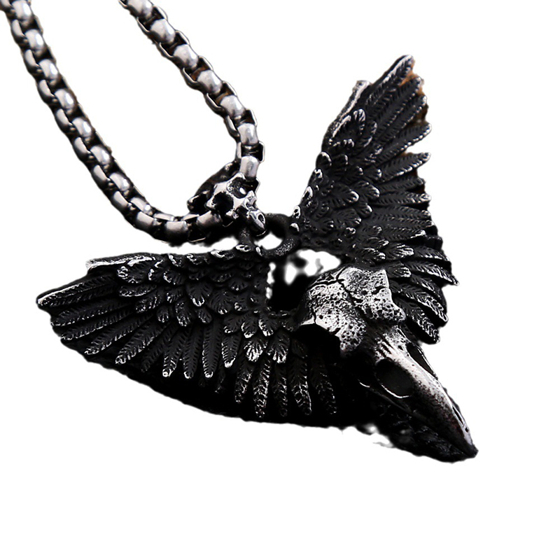 Viking Raven Skull Necklace