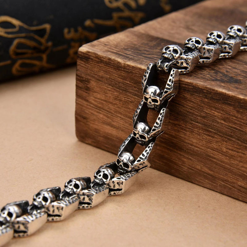 Personalized punk motorcycle style skull bracelet