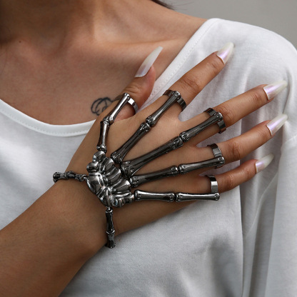 Fashion personality skull bone five finger ring bracelet