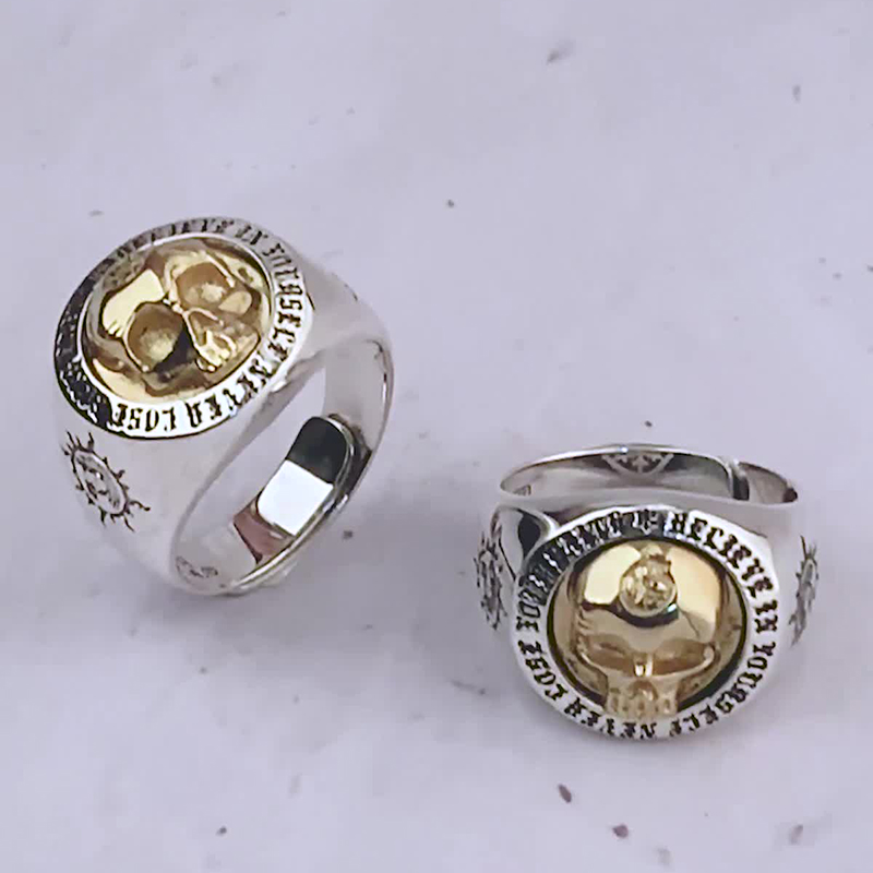 Skull ring open punk rock men's ring