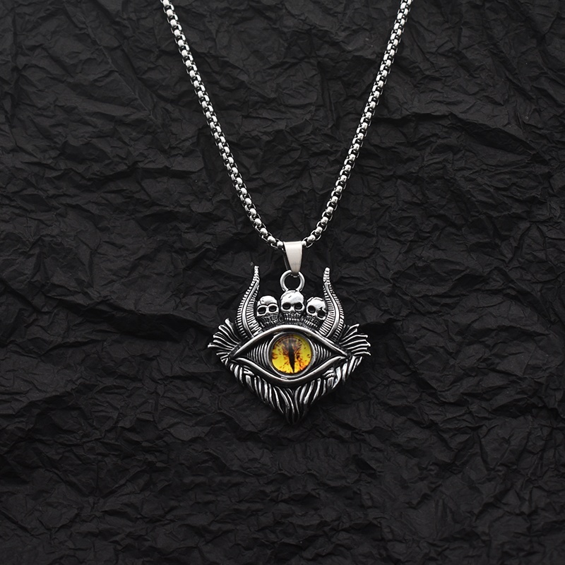 Vintage Evil Eye Skull Necklace