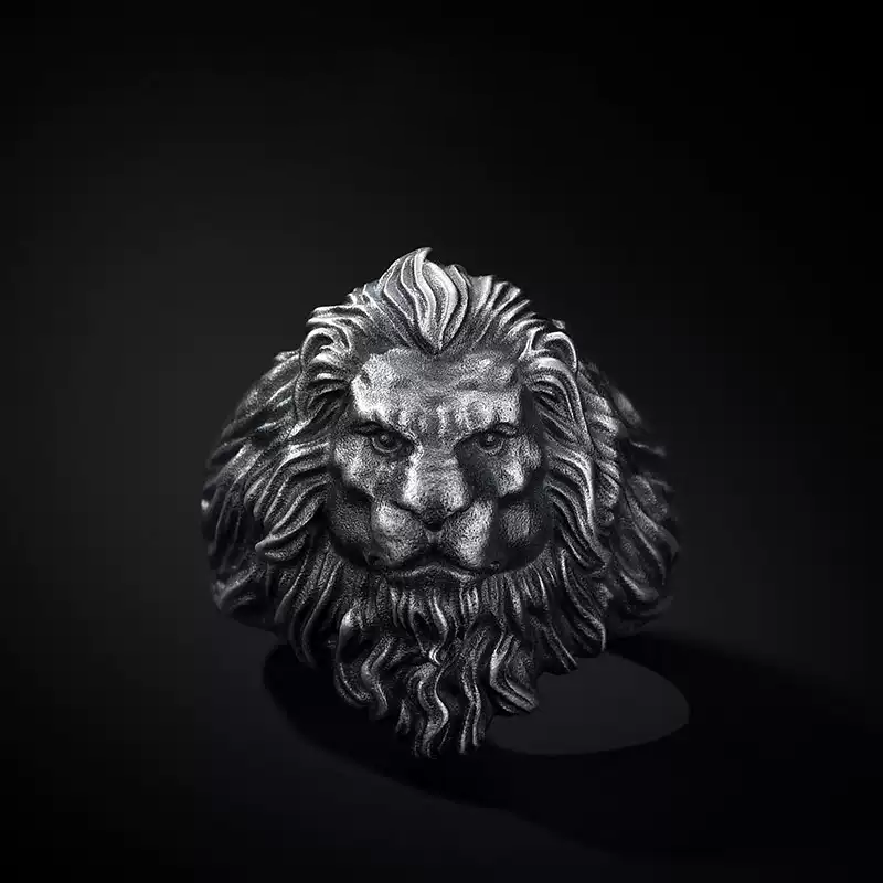 3D lion domineering wide face big ring