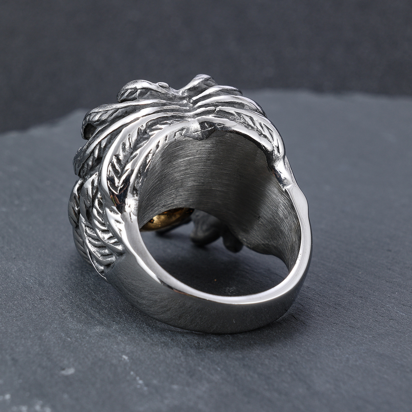 Dark Fallen Angel Skull Ring