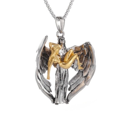 Retro Jesus Wings Men's Necklace