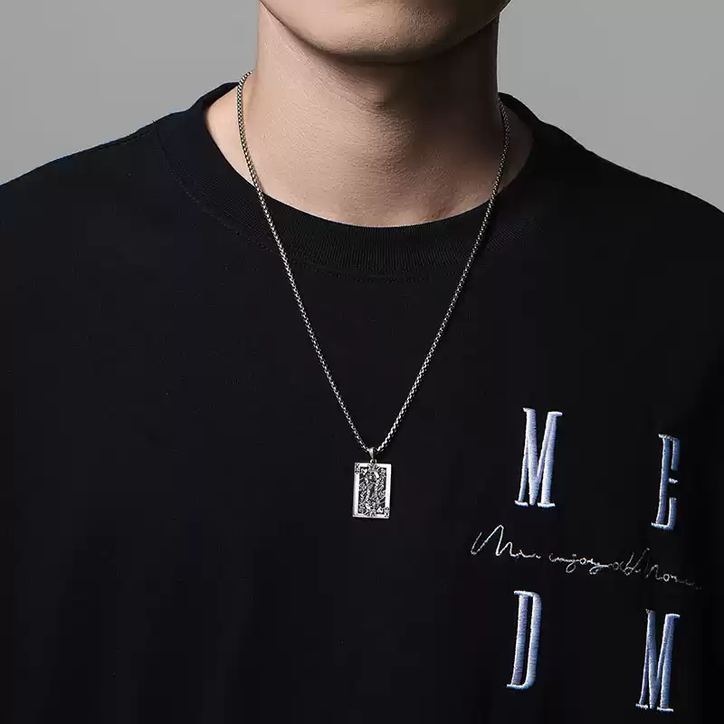 Distressed Dark King Spade K Necklace