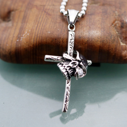 Gothic hipster skull cross necklace