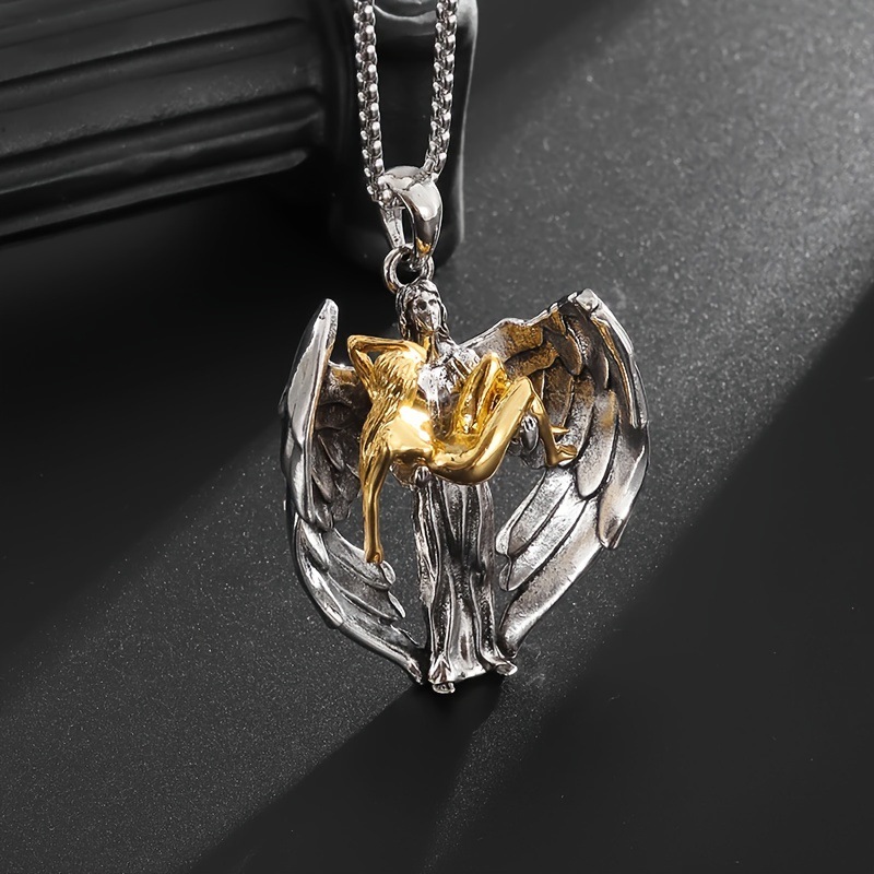 Retro Jesus Wings Men's Necklace