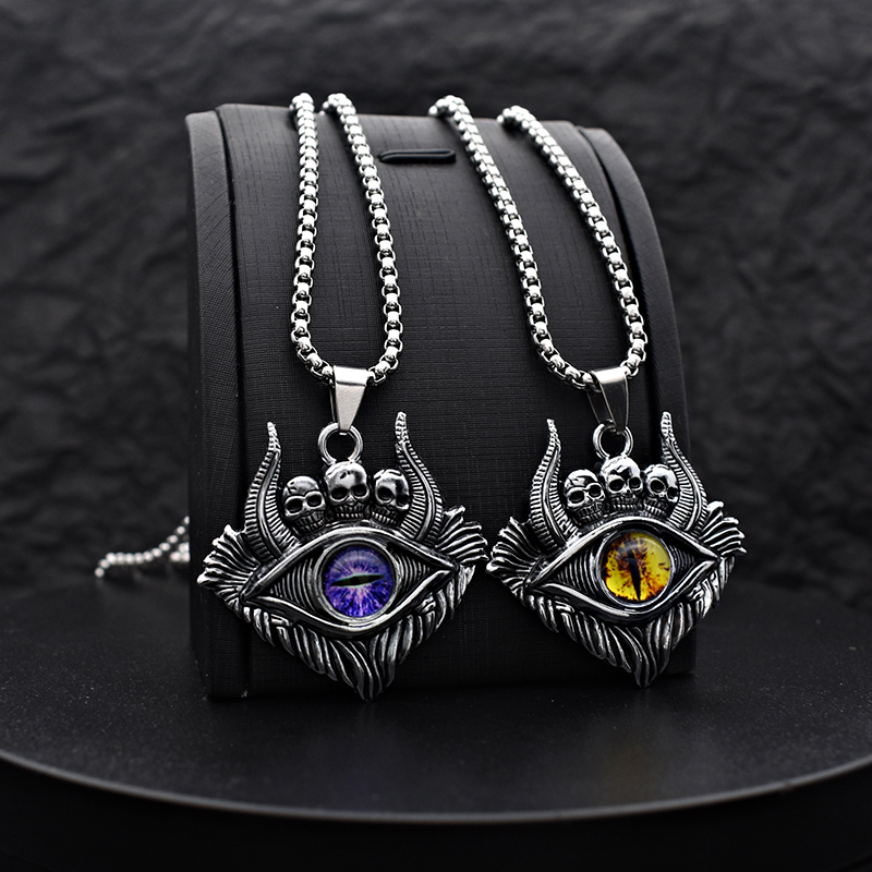 Vintage Evil Eye Skull Necklace