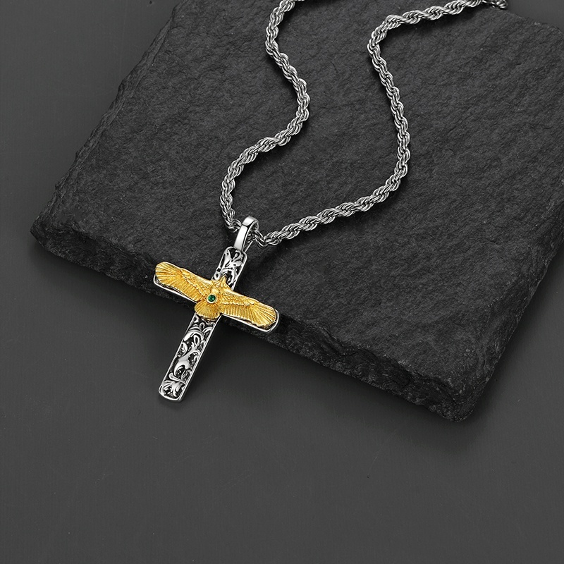 Golden Eagle Cross Necklace