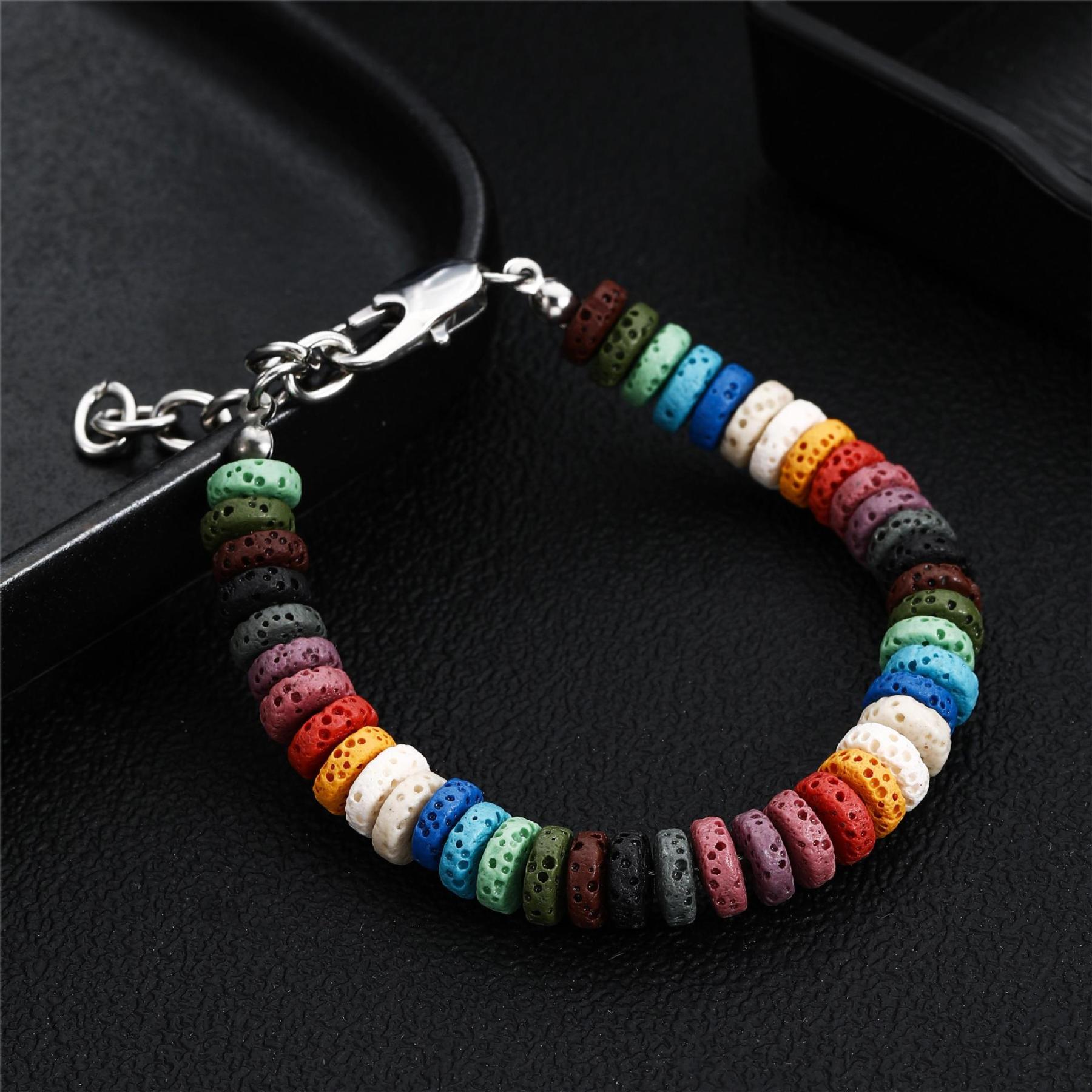 Colorful volcanic stone bracelet