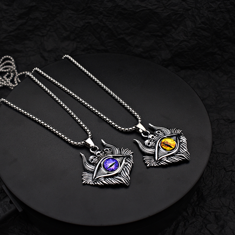 Vintage Evil Eye Skull Necklace