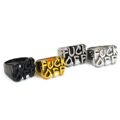 Distressed men's domineering personality FUCKOFF ring