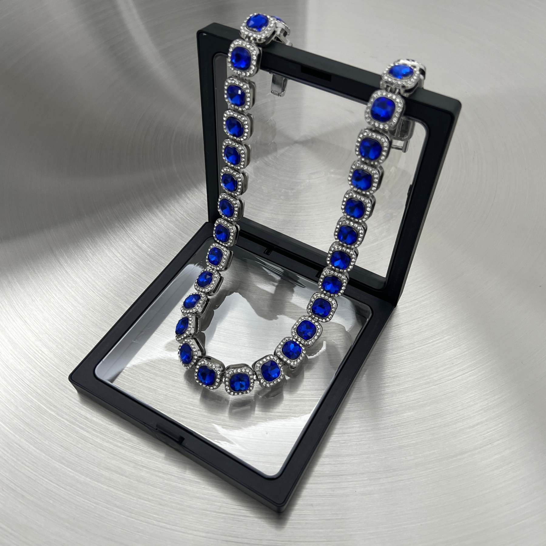 Square gemstone necklace