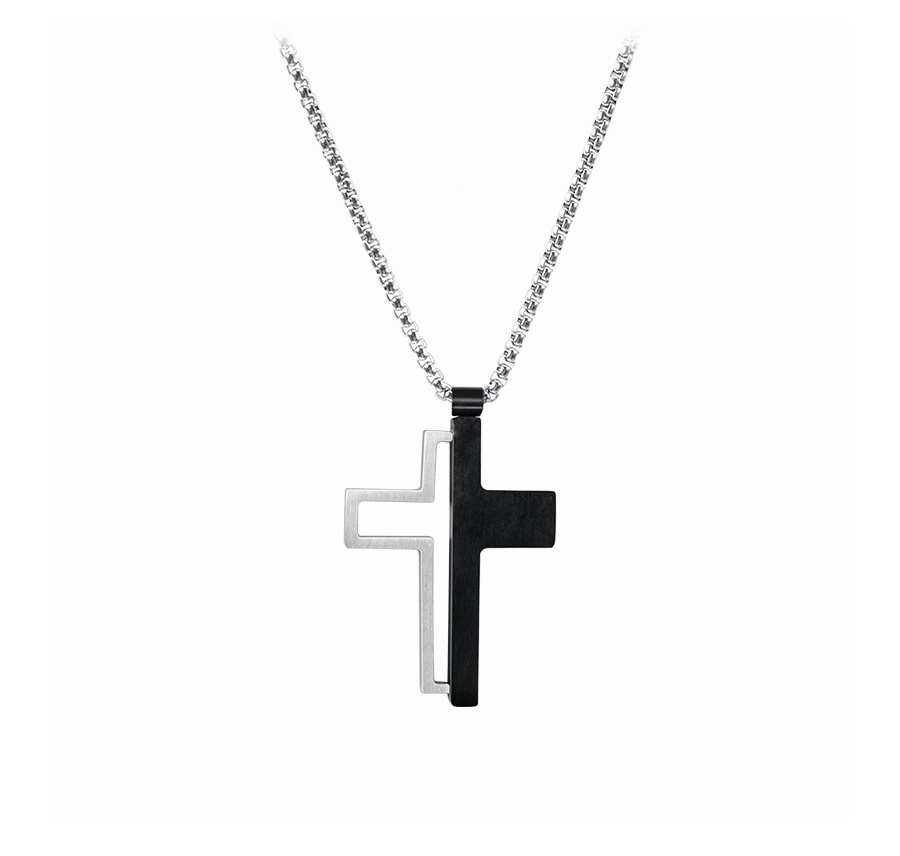 Two-tone cross necklace