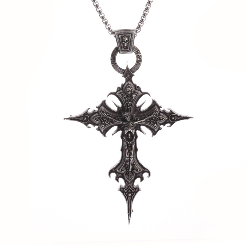 Gothic Skull Cross Pendant Necklace
