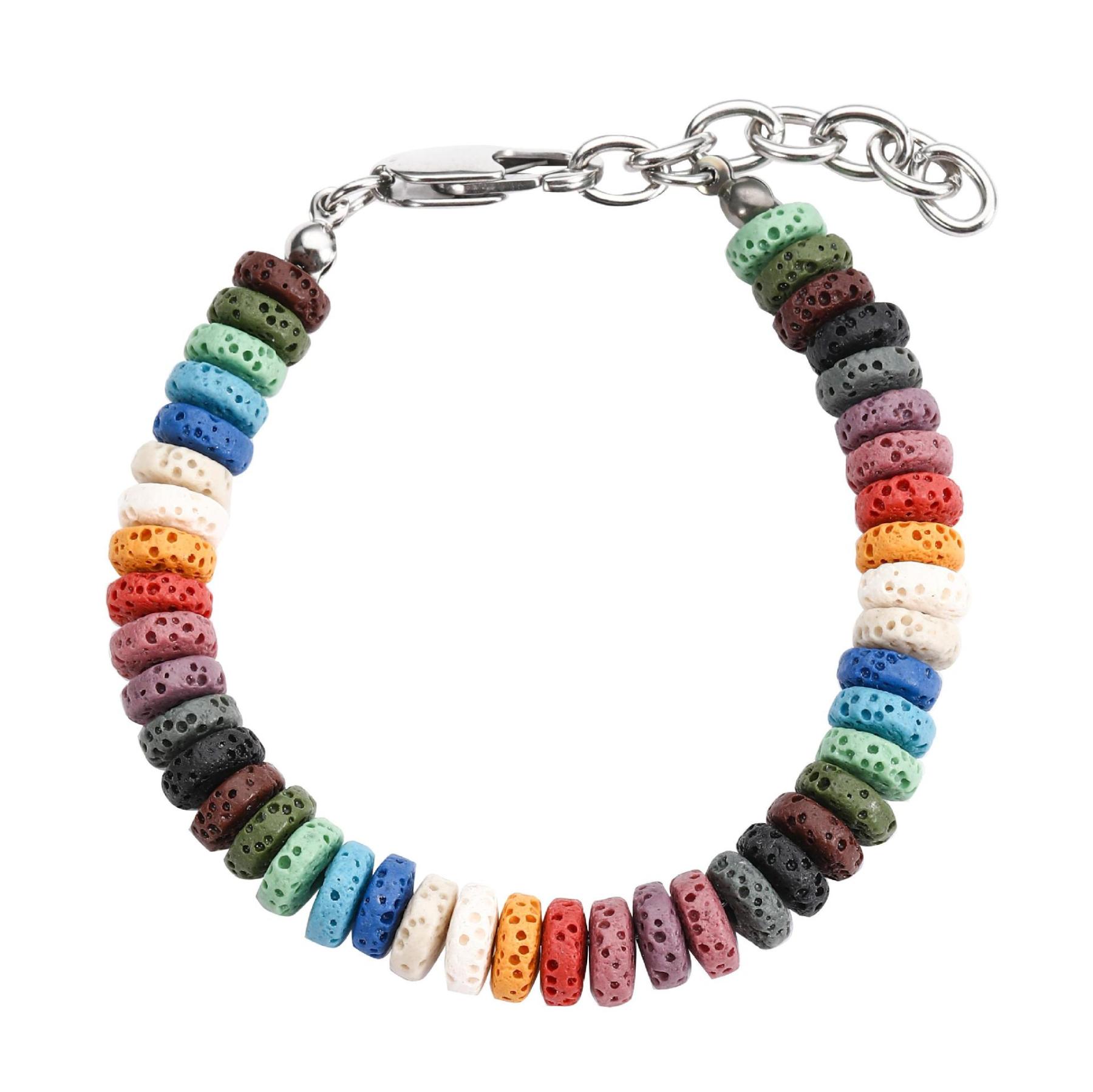 Colorful volcanic stone bracelet