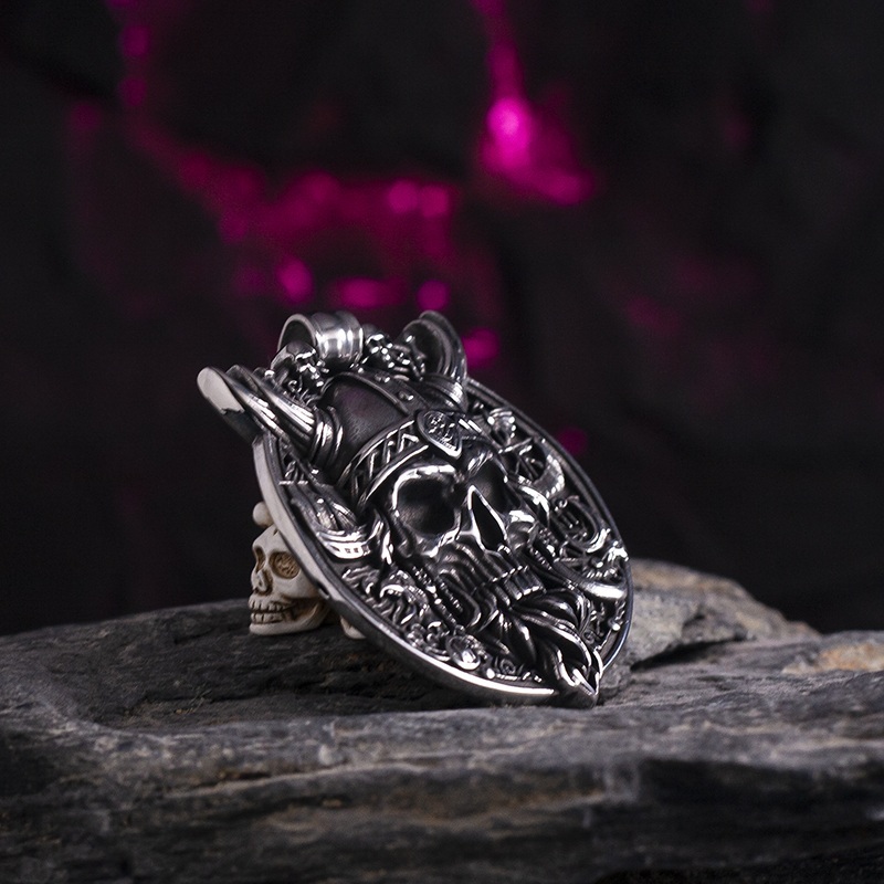 Large Skull Embossed Pendant Necklace