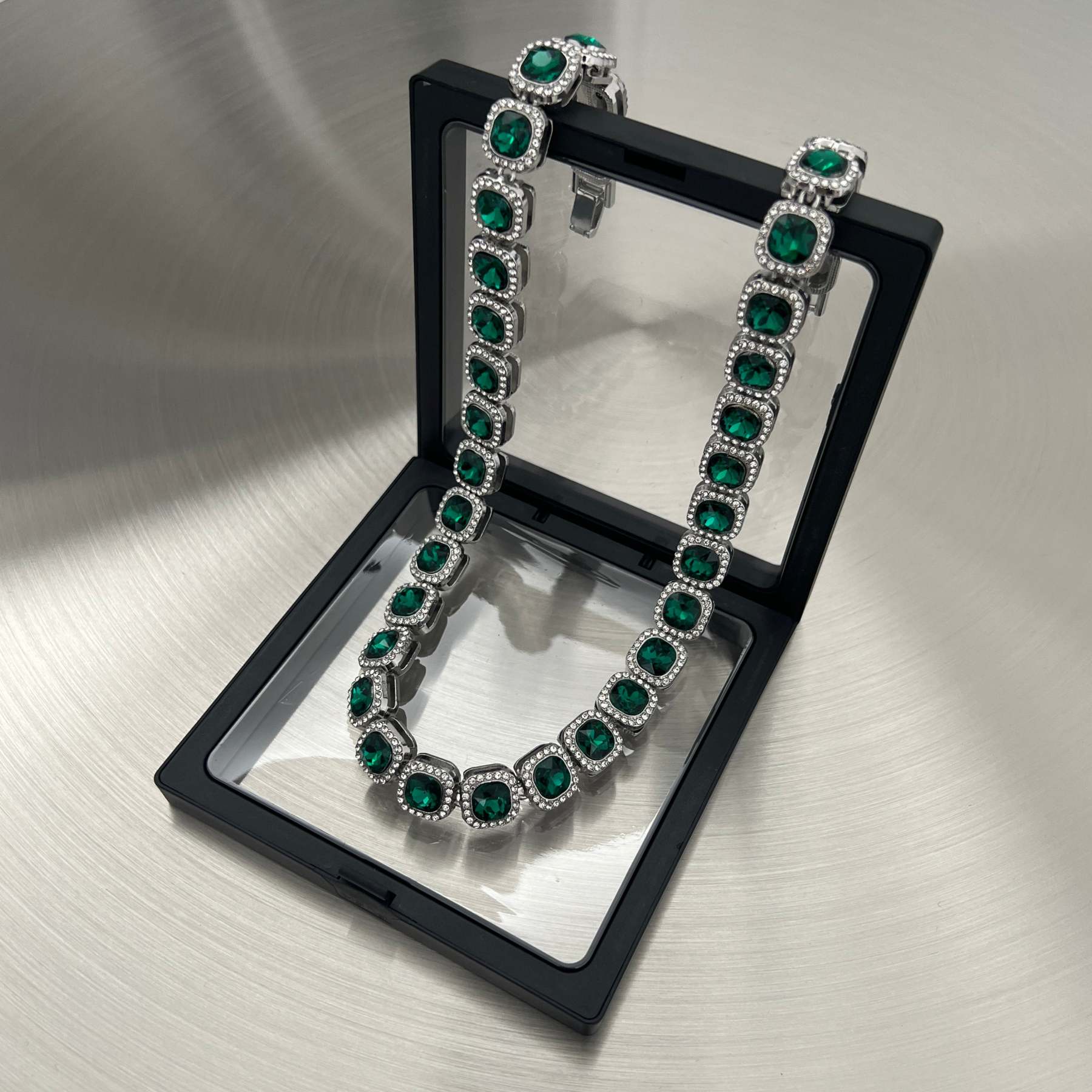 Square gemstone necklace