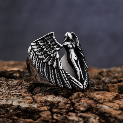 Goddess wing shape ring titanium steel ring