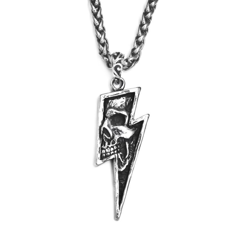 Lightning skull necklace