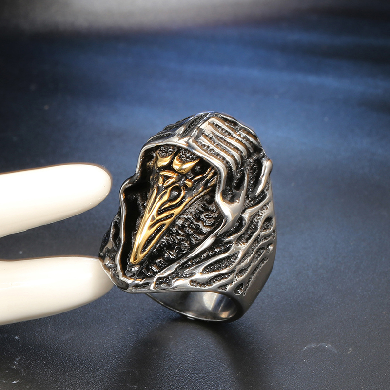 Personalized retro wizard skull ring