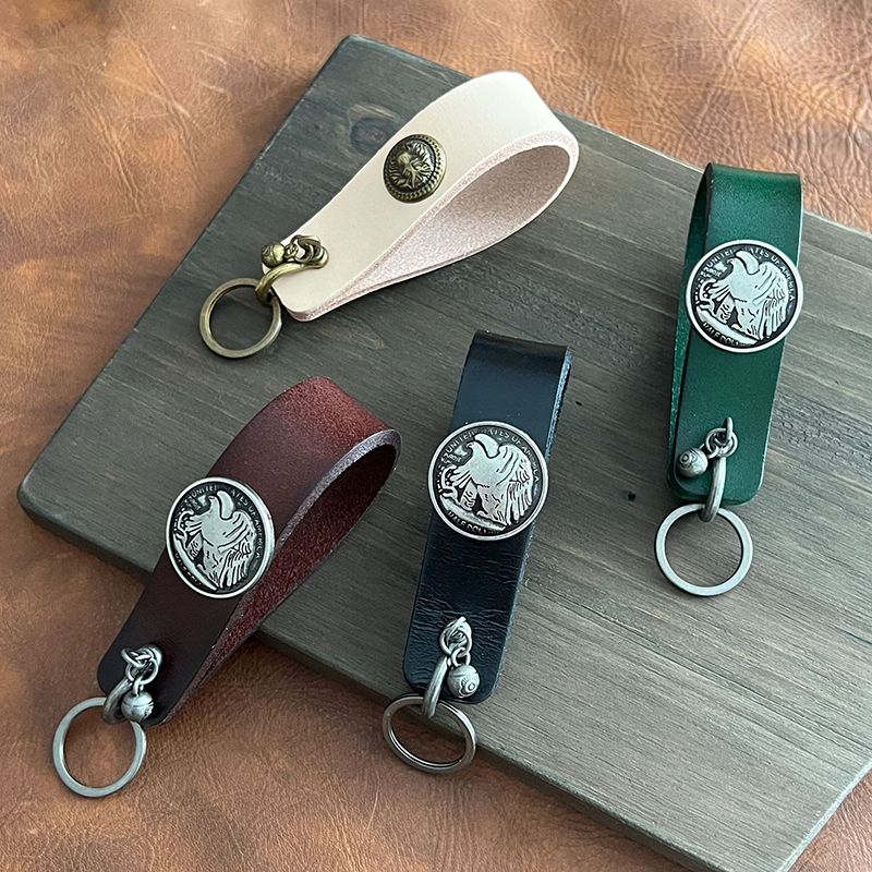 Portable leather bucket seat leather keychain car