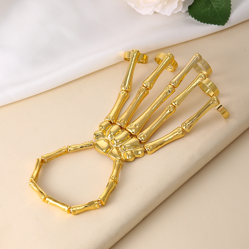 Fashion personality skull bone five finger ring bracelet