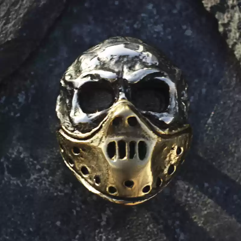 Personalized retro gas mask skull ring