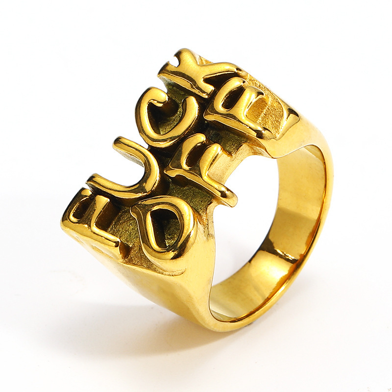 Distressed men's domineering personality FUCKOFF ring