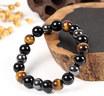 Natural Stone Three Color Beaded Bracelet