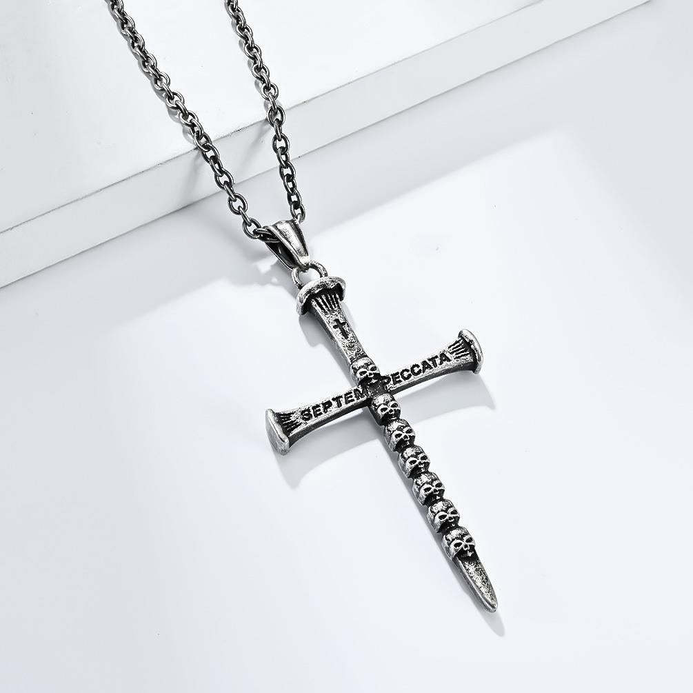 Dark style skull cross necklace