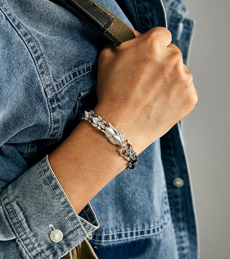 Sterling Silver Dragon Bone Bracelet