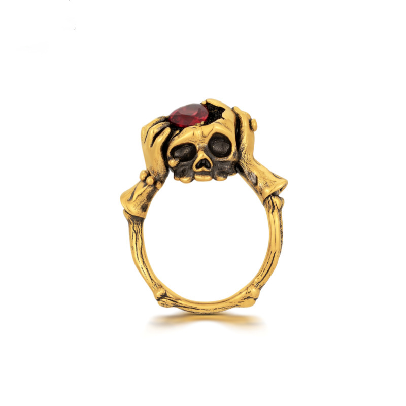 Vintage Black and Gold Skull Ring