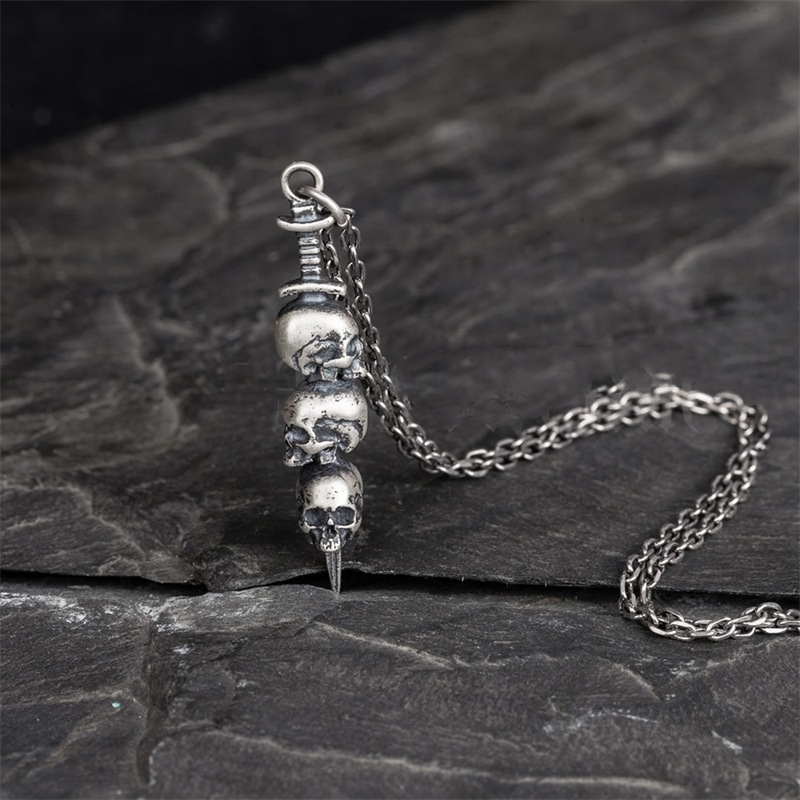 Chiba punk style silver pendant necklace