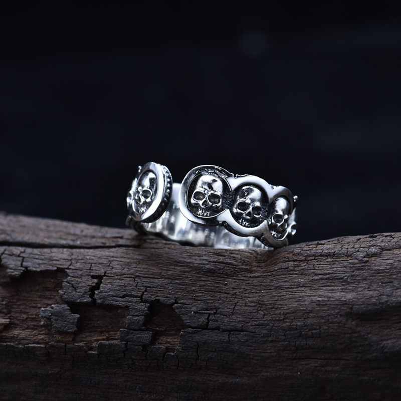 High-grade skull open adjustable ring