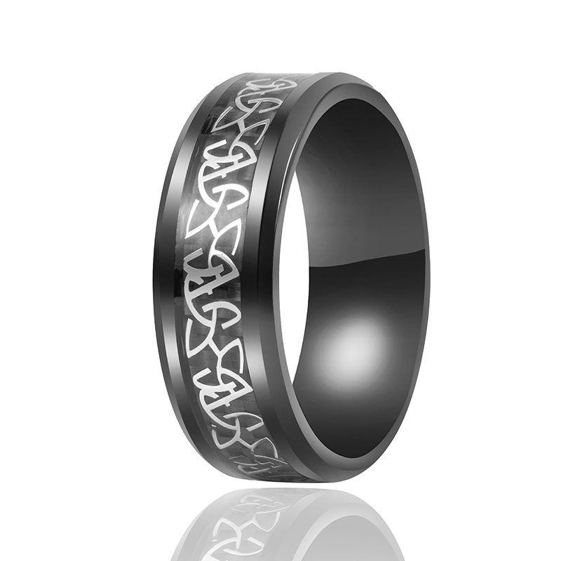 Viking Celtic Knot Carbon Fiber Ring