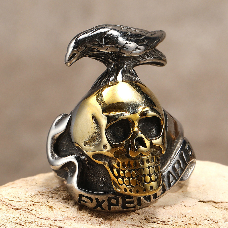 Trendy personality crow skull ring