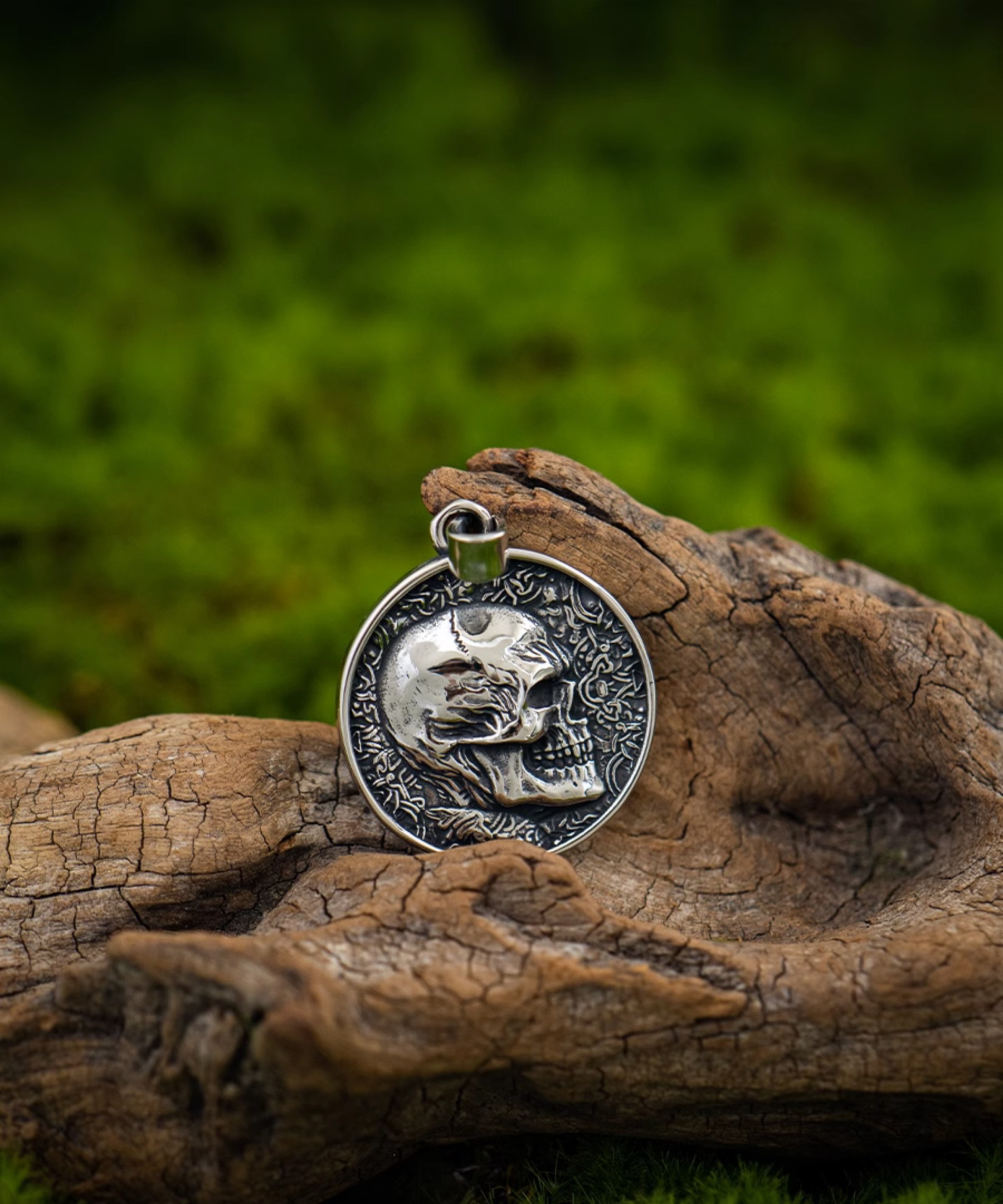 Gothic Skull Double Sided Pendant Necklace