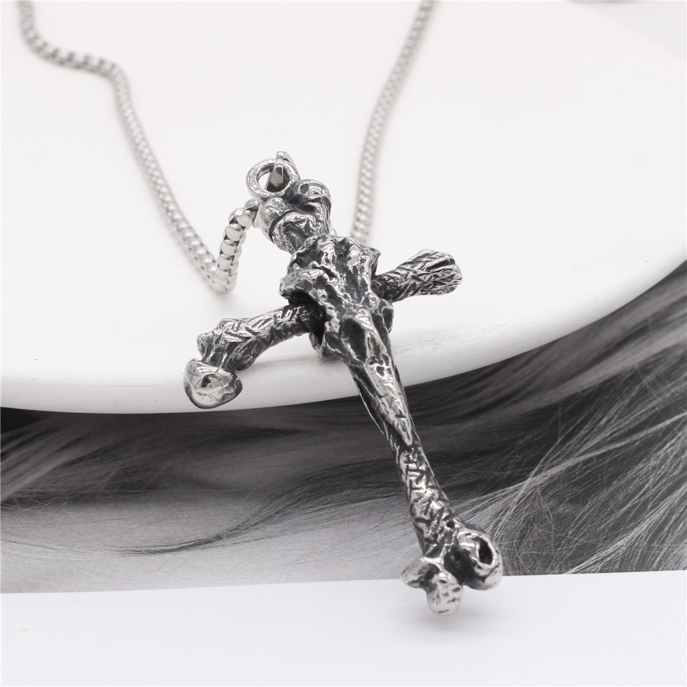 Crow Skull Cross Necklace