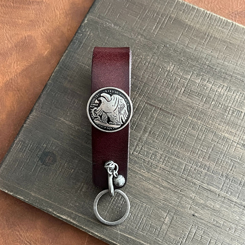 Portable leather bucket seat leather keychain car