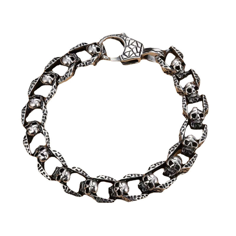 Personalized punk motorcycle style skull bracelet