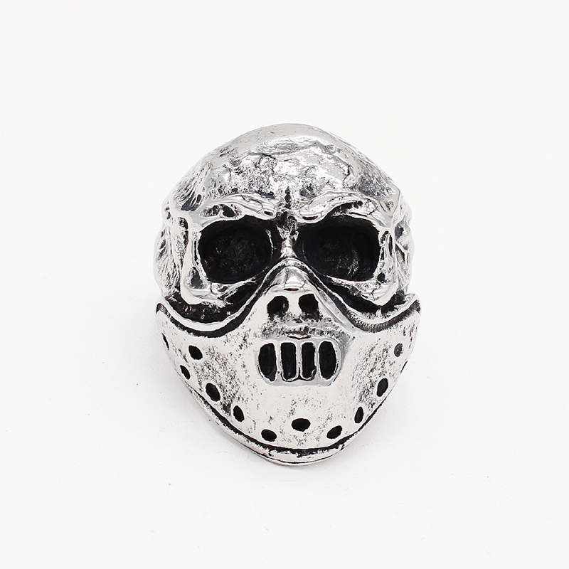 Personalized retro gas mask skull ring