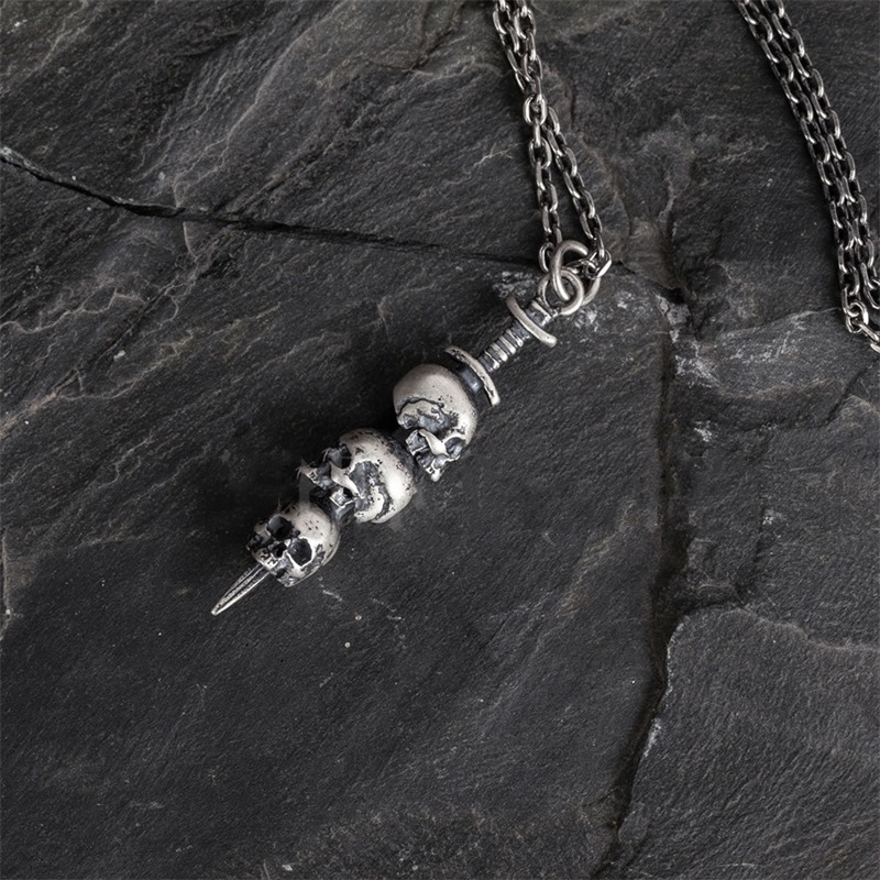 Chiba punk style silver pendant necklace