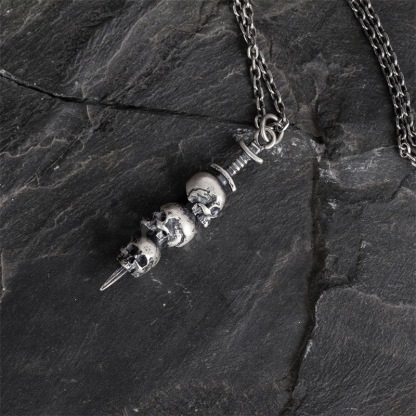 Chiba punk style silver pendant necklace
