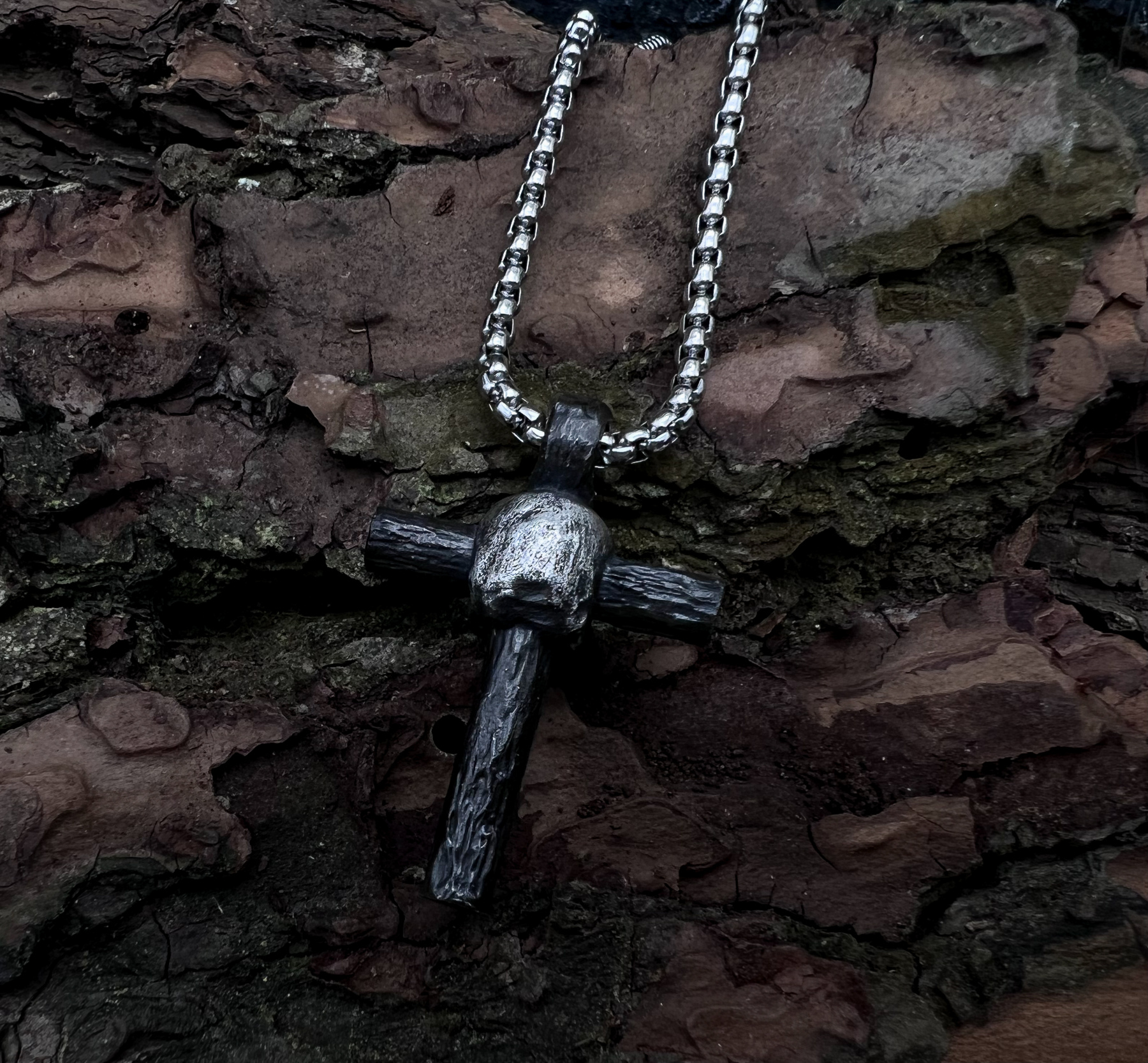 Skeleton Stake Cross Necklace